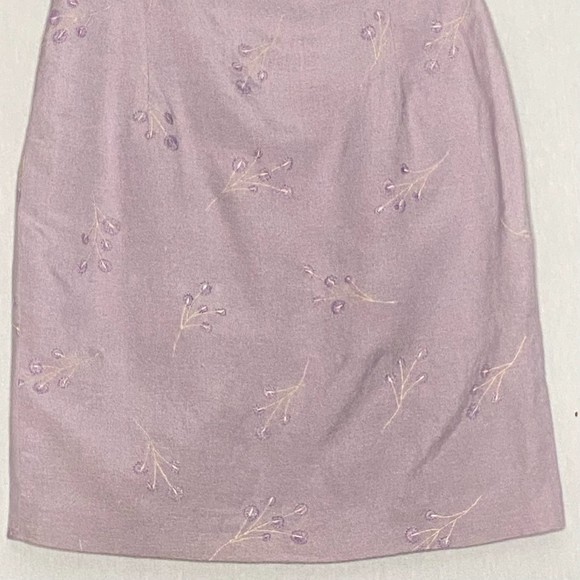 Jones New York Dress 6 Lilac Linen Blend Embroidered Floral Knee Length Sheath - Picture 3 of 7
